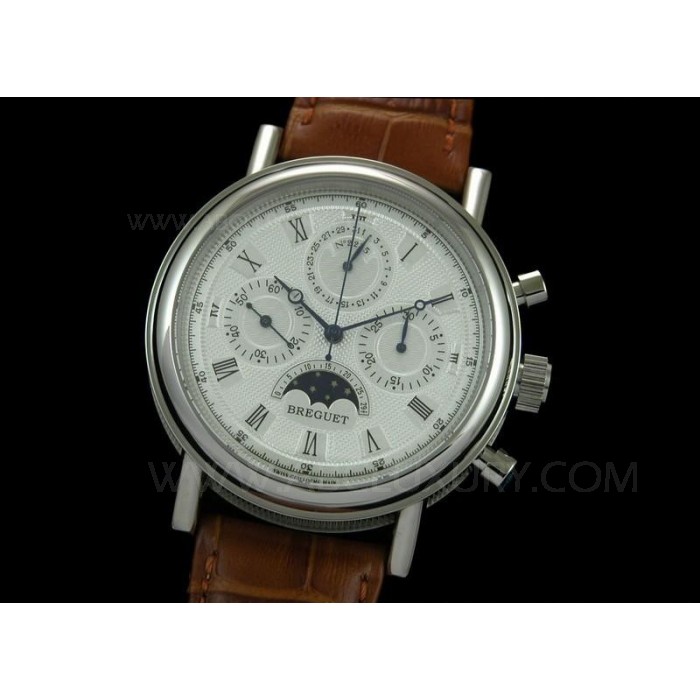 Replica Breguet Moonphase Chronograph White Dial roomalaisilla