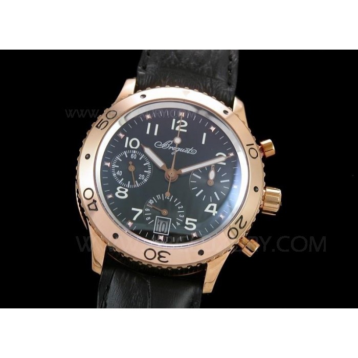 Replica Breguet Aeronavale tyyppi XX Chronograph Musta Dial Rose