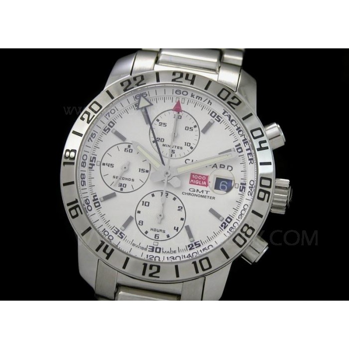 Replica Chopard Mille Miglia GMT Chronograph Kellot White Dial Stainless Steel Asia 42mm SCH019