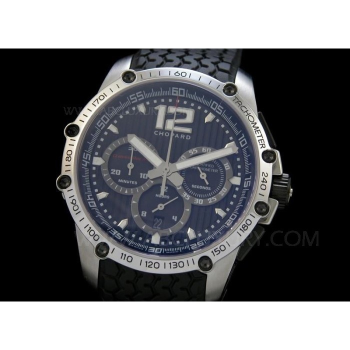 Replica Chopard Classic Racing Chronograph Kellot Musta Dial Musta Kumisilmukka 44mm SCH004