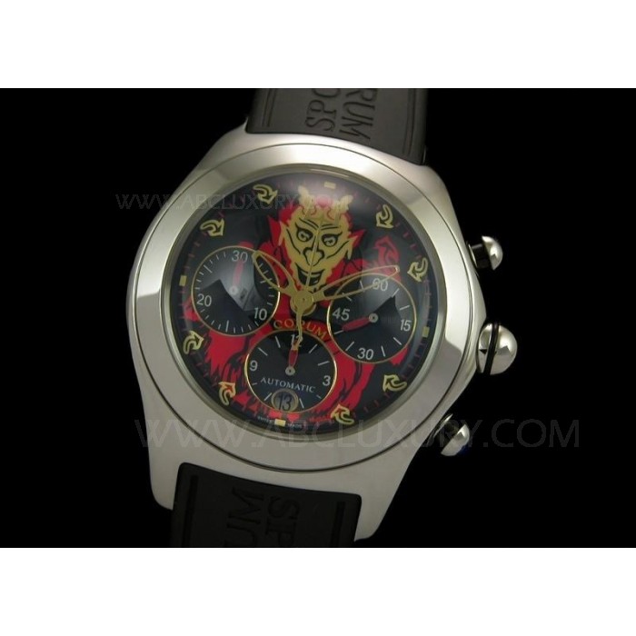 Replica Corum Kupla Joker Chronograph Lucifer Graphic Dial Musta Kumisilmukka SCO017