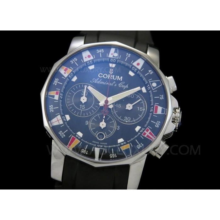 Replica Corum Admirals Cup Chronograph Musta Dial Kumisilmukka