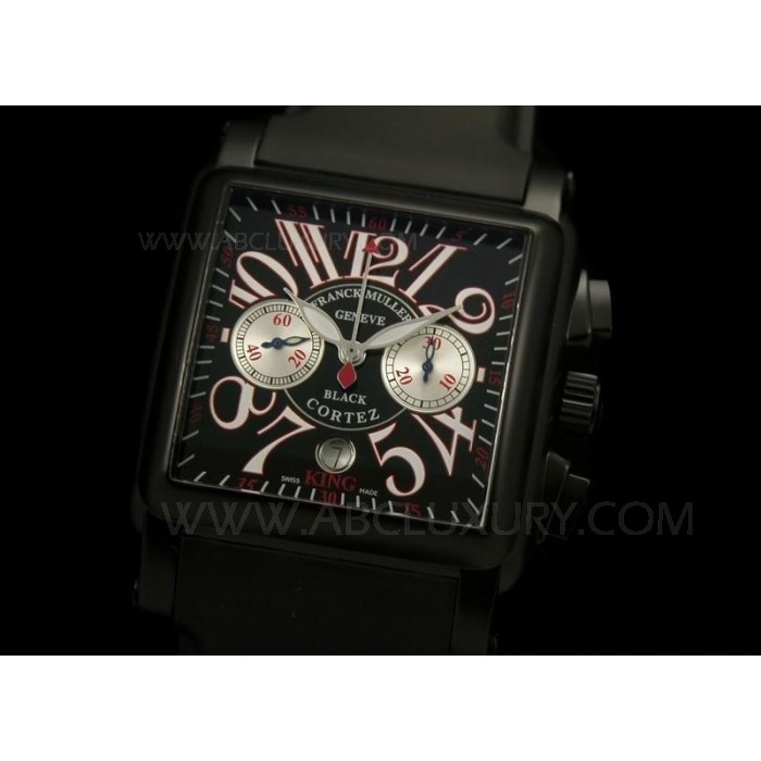 Replica Franck Muller Conquistador Kuningas Cortez 10000 Watch Musta Dial DLC Asia Kumisilmukka SFR015